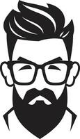 Creative Urban Chic Cartoon Hipster Man Face Black Retro Minimalist Sophistication Black of Cartoon Hipster Man Face vector