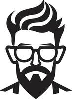 Elegant Vintage Black of Cartoon Hipster Man Face Modern Bohemian Hipster Man Face Cartoon in Black vector