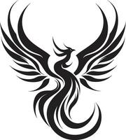 radiante fuego alas negro ic renacimiento fuego emblema emblemático vector