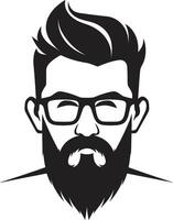 Vintage Fusion Hipster Man Face Cartoon in Black Urban Sophistication Cartoon Hipster Man Face Black vector