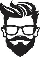 elegante retro negro de dibujos animados hipster hombre cara artístico hipster hipster hombre cara dibujos animados en negro vector