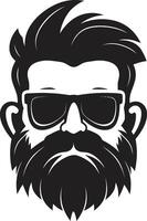 Whimsical Vintage Charm Hipster Man Face Cartoon in Black Modern Boho Fusion Cartoon Hipster Man Face Black vector