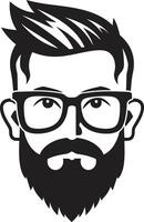 Trendy Retro Black of Cartoon Hipster Man Face Artistic Elegance Hipster Man Face Cartoon in Black vector