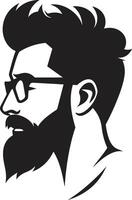 Trendy Retro Chic Cartoon Hipster Man Face Black Urban Artistic Fusion Black of Cartoon Hipster Man Face vector