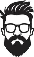 Vintage Cool Cartoon Hipster Man Face Black Stylish Simplicity Black of Cartoon Hipster Man Face vector