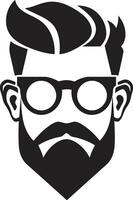 Urban Flair Cartoon Hipster Man Face Black Chic Minimalism Black of Cartoon Hipster Man Face vector