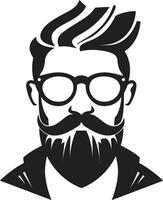 Trendy Retro Chic Cartoon Hipster Man Face Black Urban Artistic Fusion Black of Cartoon Hipster Man Face vector