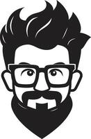 Artistic Trendsetter Hipster Man Face Cartoon in Black Retro Urbanite Cartoon Hipster Man Face Black vector