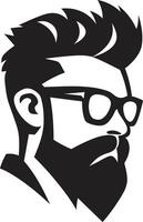 Timeless Elegance Black of Cartoon Hipster Man Face Eclectic Sophistication Hipster Man Face Cartoon in Black vector