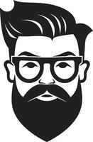 Retro Urbanite Cartoon Hipster Man Face Black Vintage Urban Black of Cartoon Hipster Man Face vector