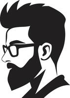 Bohemian Vibe Cartoon Hipster Man Face Black Minimalist Hip Black of Cartoon Hipster Man Face vector