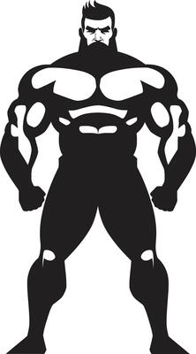 Champion Flex Fusion Caricature Bodybuilder in Black Comic Power Impact Black of Cartoon Bodybuilder in