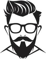 creativo urbano pionero de la tendencia hipster hombre cara dibujos animados en negro retro elegante urbanita dibujos animados hipster hombre cara negro vector