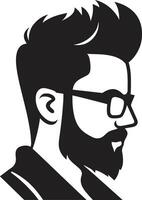 Artistic Fusion Hipster Man Face Cartoon in Black Retro Dapper Cartoon Hipster Man Face Black vector