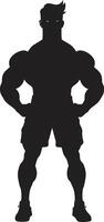 Muscled Marvel Black of Caricature Bodybuilder Comic Powerhouse Caricature Bodybuilder in Black vector