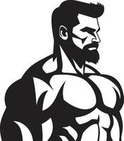 Dynamic Muscle Fusion Black of Cartoon Bodybuilder Bold Physique Impression Caricature Bodybuilder in Black vector
