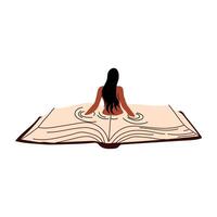 Woman reading a book. Read more book concept. Literature fans or lovers. vector