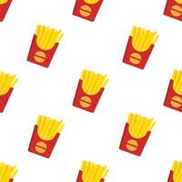 French fries seamless pattern on a white background vector