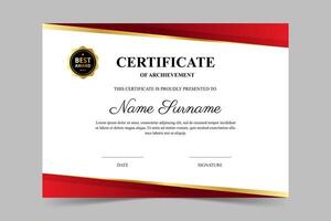 Modern elegant red and gold certificate template. Appreciation for business and education. illustration vector