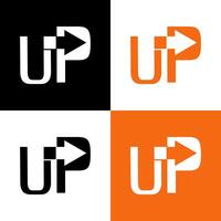 letter u p arrows creative logo design vector