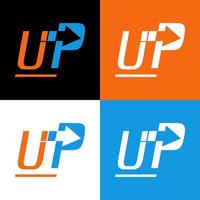 letter u p arrows creative logo design vector