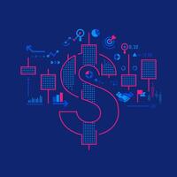 concepto de Estados Unidos valores mercado inversión, gráfico de dólar firmar conjunto con candelero grafico vector