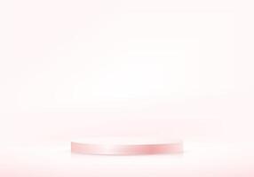Pink podium in the pastel pink room. Cylinder abstract minimal scene with geometric platform. Space for text. Space for selling products on the website. Business backdrop. illustration. vector