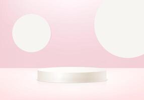 3d cream color podium and minimal pink color wall scene. Space for selling products on the website. 3d podium minimal abstract background. illustration vector