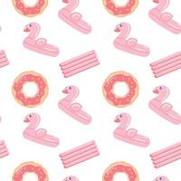 Donuts pattern. Inflatable swimming rings rubber summer toys for pool attractions decent seamless background vector