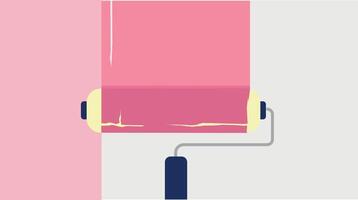imprimir pintura el pared con rosado color utilizando rodar vector