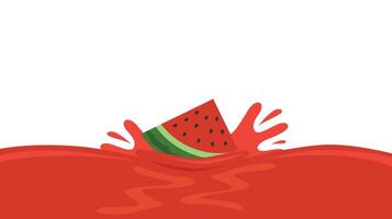 splash water and water melon fruit vector