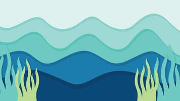 Seamless background with blue sea waves and algae vector