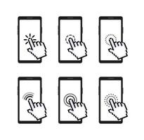 Set of Touch Screen Gestures for Smartphone Interface. illustration vector