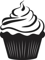 Flavorful Elegance Black Cupcake Indulgent Treat Cupcake Black vector