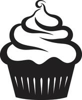 Frosted Elegance Black Cupcake Sugary Joy Black Cupcake in vector