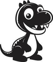 Cuddly Dino Charm Cute Black Playful Dino Style Black Cartoon vector