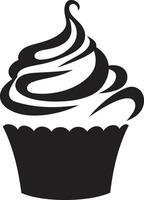 Frosted Temptation Black Cupcake Sugary Joy Cupcake in Black vector