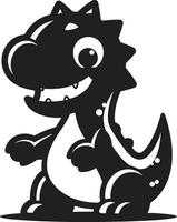 Charming Dino Charm Cute Black Friendly Dino Face Black vector