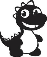 Sweet Dino Grin Black Cartoon Cute Dino Elegance Black vector