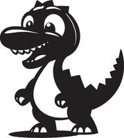 sonriente dino encanto negro juguetón dino elegante linda negro vector