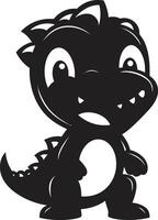 Friendly Dino Charm Black Charming Dino Chic Cute Black vector