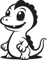 Lovely Dino Whimsy Cute Black Cartoon Dino Cutie Black vector
