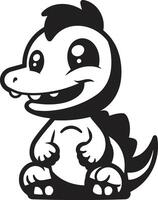 Cheerful Dino Charm Black Joyful Dino Hug Cute Black Cartoon vector
