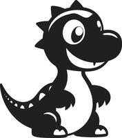 Playful Dino Charm Cute Black Sweet Dino Grin Black vector