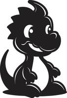 Sweet Dino Grin Black ic Adorable Dino Joy Cute Black vector