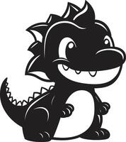 Friendly Dino Face Black Cuddly Dino Charm Black Cartoon vector