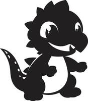 Tiny T Rex Treasures Black Whimsical Dino Elegance Black vector