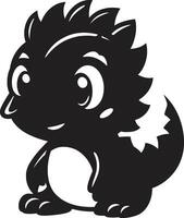 Adorable Dino Charm Cute Black Tiny T Rex Treasures Black vector