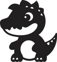Cheerful Dino Charm Cute Black Joyful Dino Hug Black vector