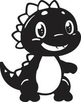 Charming Dino Chic Black Cartoon Cuddly Dino Charm Cute Black vector